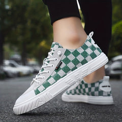 Men's Plaid Skate Shoes Lightweight Non Slip Casual Shoes
