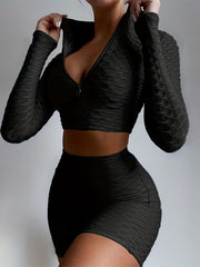 Women's Yoga Tracksuit Set Solid Long Sleeve Casual Sportswear
