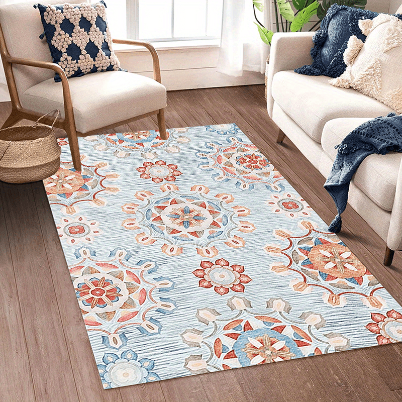 Soft Persian Floral Area Rug Large Stain Resistant Washable Rug