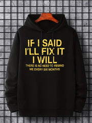 Funny 'First Father's Day' Slogan Print Hoodie for Men
