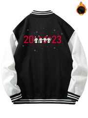 Christmas Rabbit Graphic Print Men's Baseball Jacket