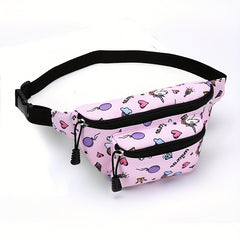 Girls Cartoon Waist Bag Adjustable Strap Fanny Bag for Sports Casual Travel