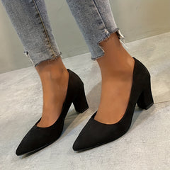 Women's Block Heel Pointed Toe Dress Pumps Work Shoes