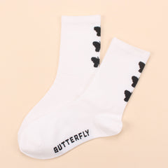 Butterflies Pattern Cotton Mid Tube Socks For Sports