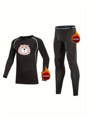 Kids Compression Fleece Sets Long Sleeve Crew Neck Pullover Matching Pants