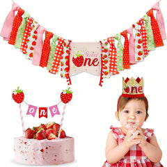 Strawberry Birthday Decorations Kit Sweet One Party Highchair Banner