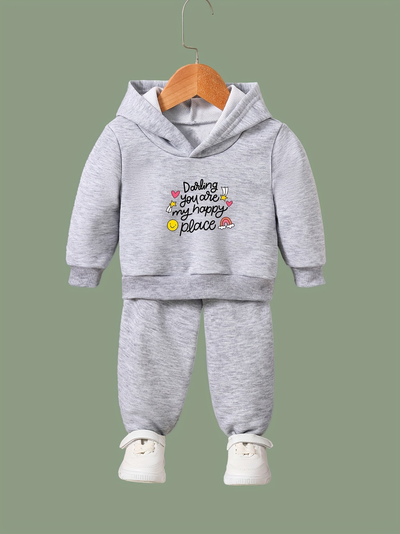 Happy Place Pattern Hoodie & Sweatpants Set