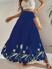 Floral Print Maxi Skirt Elastic Waist Women's Clothing