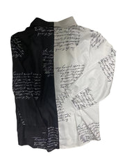 Women's Plus Colorblock Letter Print Long Sleeve Blouse