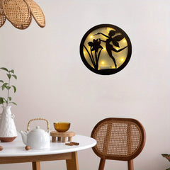 Kids Room Wall Clock LED Light Retro Wooden Sign Hanging Decoration
