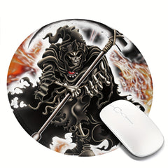 Death Version Style Round Sewn Edge Mouse Pad for Office Work and Gaming