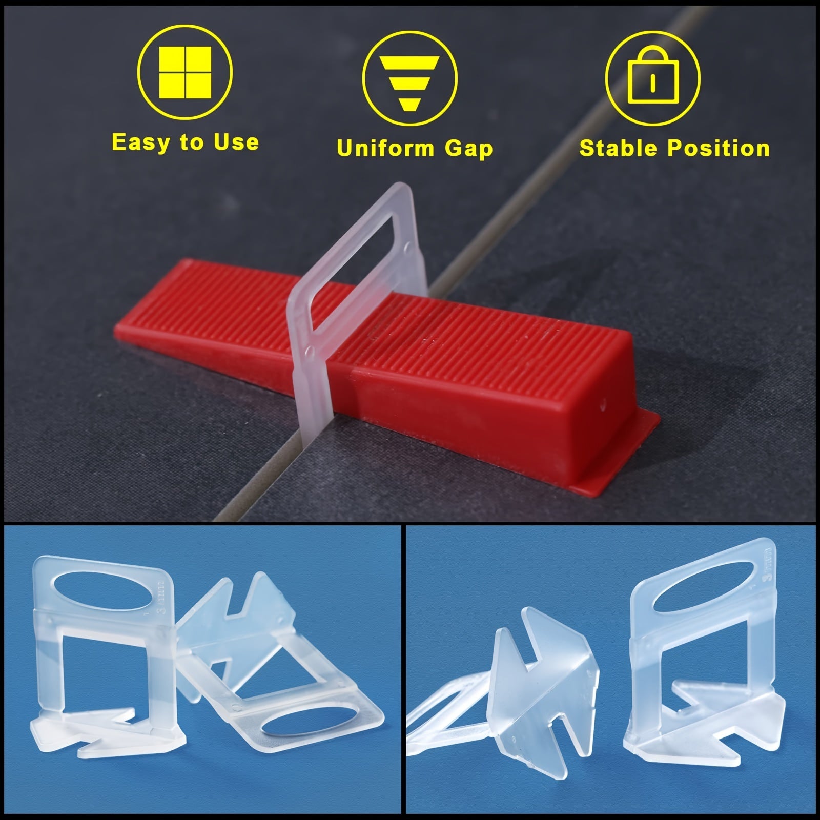 100pcs Tile Leveling System Clips DIY Tiles Leveler Spacers