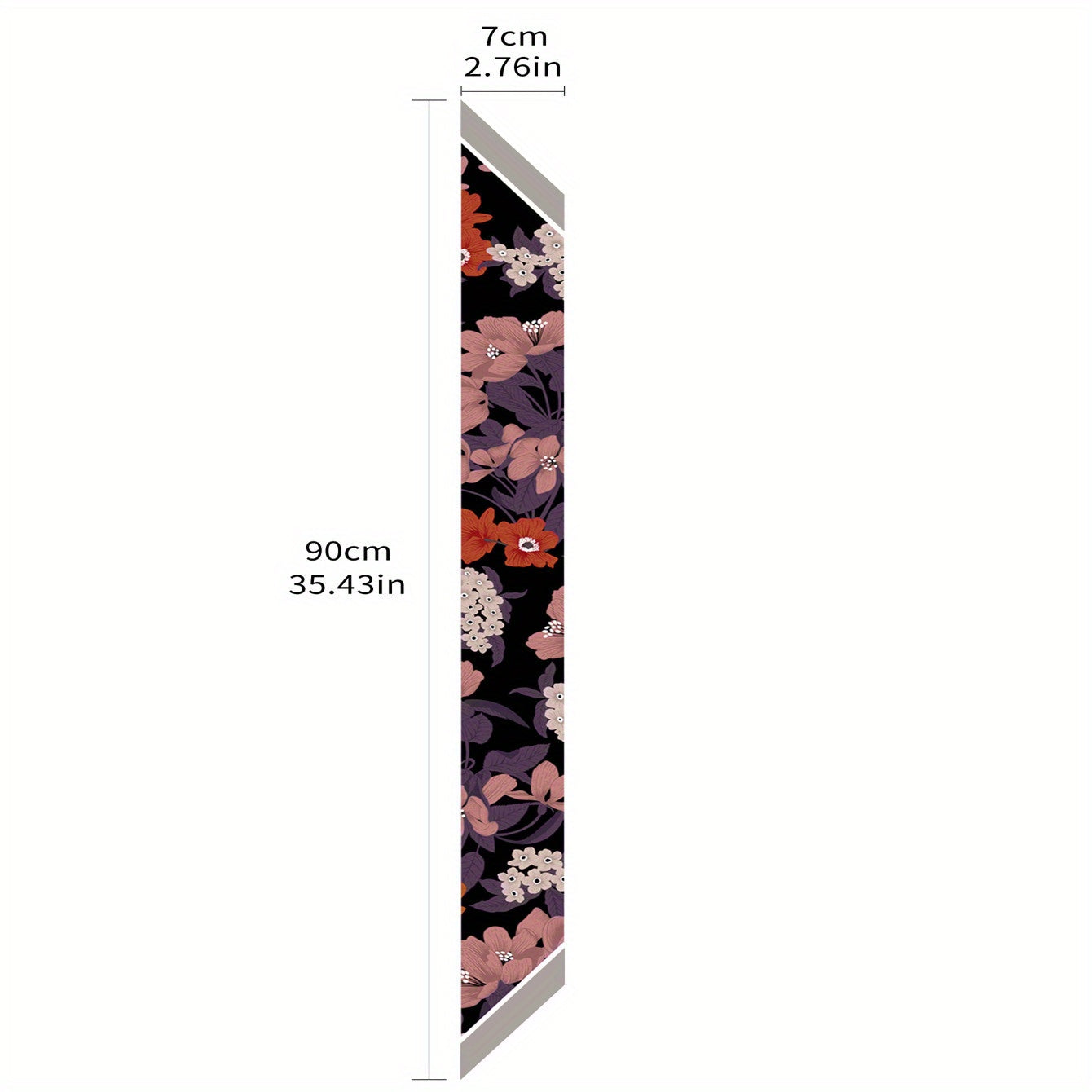 Brown Flower Print Skinny Scarf Vintage Silky Long Ribbon Neckerchief