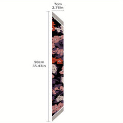 Brown Flower Print Skinny Scarf Vintage Silky Long Ribbon Neckerchief