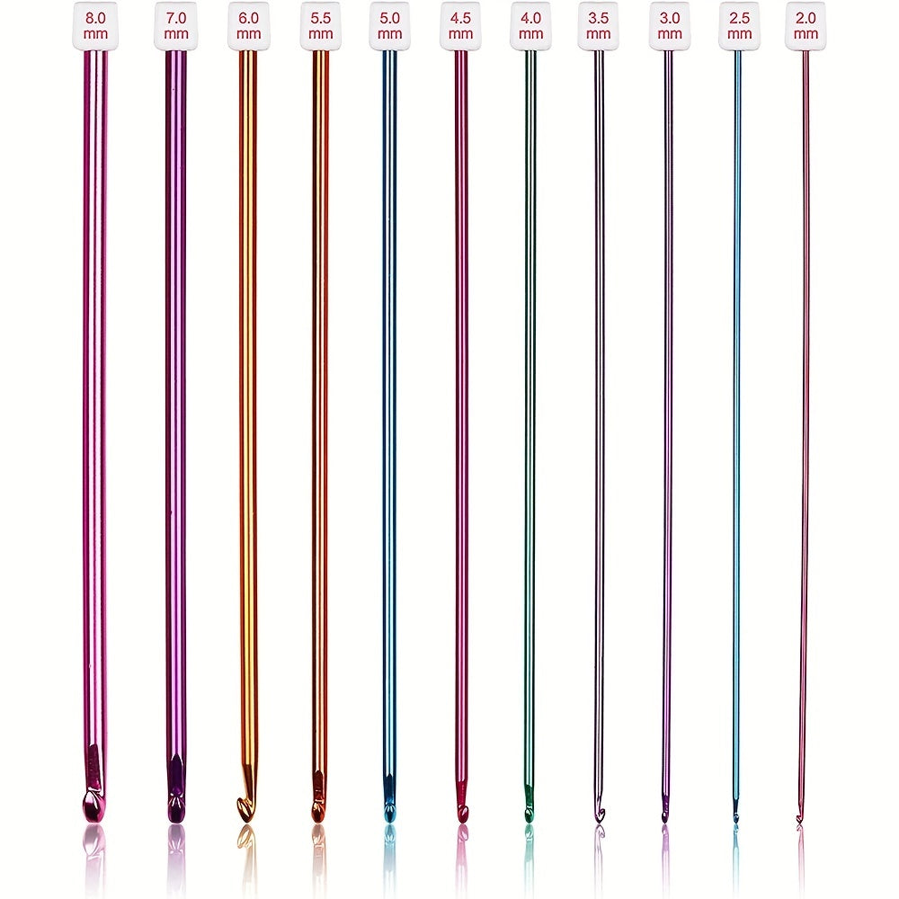 Aluminum Crochet Hooks Set 2.0-8.0mm Multicolor Tunisian Metal Crochet Kit
