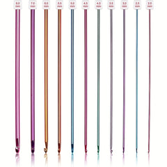Aluminum Crochet Hooks Set 2.0-8.0mm Multicolor Tunisian Metal Crochet Kit