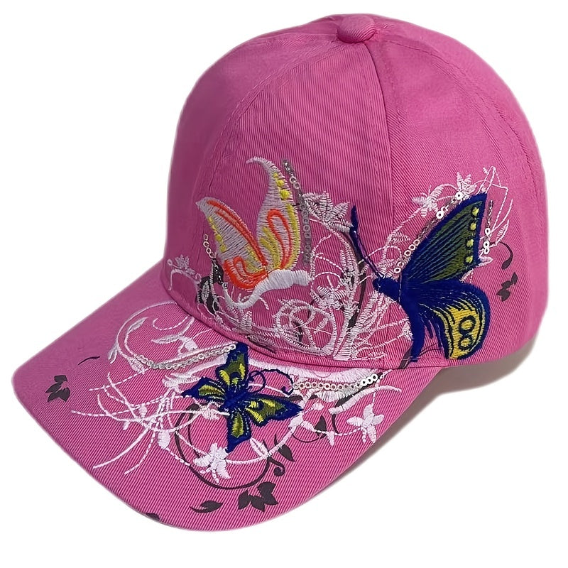 Embroidered Butterfly Baseball Cap Outdoor Casual Style
