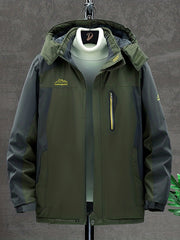 Men's Winter Hooded Jacket Thick Plush Ski Coat Windproof Waterproof
