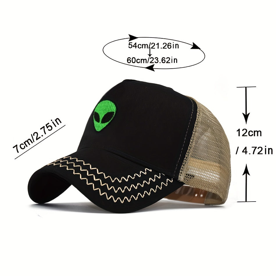 Alien Embroidered Mesh Hat Outdoor Sun Baseball Cap