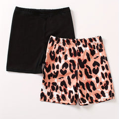 2pcs Toddler Girls Leopard Graphic Biker Shorts Kids Summer Clothes