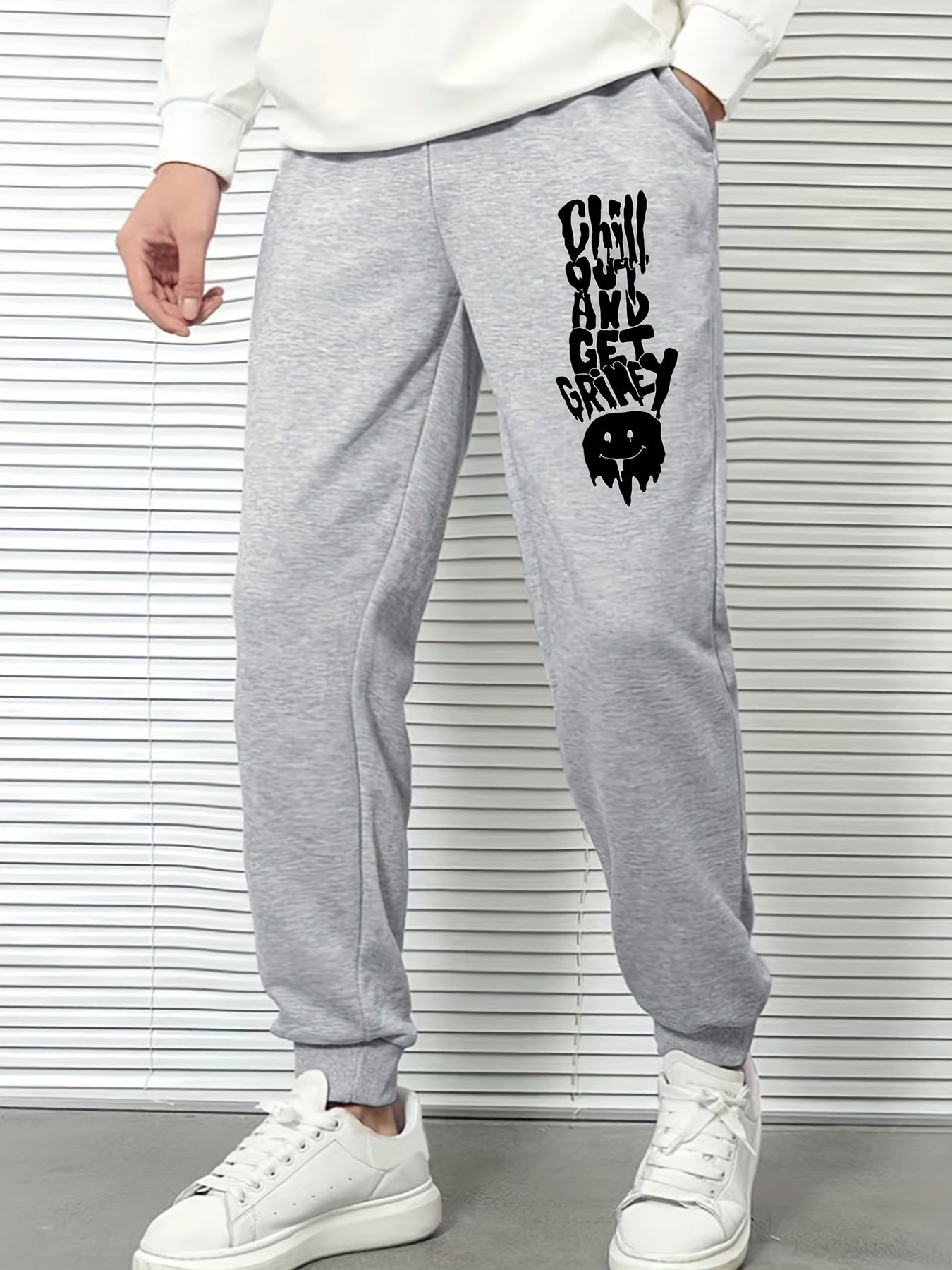 Men's Ghost Print Sweatpants Elastic Waist Active Joggers