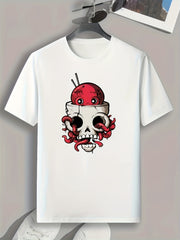 Cartoon Print Men's Graphic T-shirt for Summer