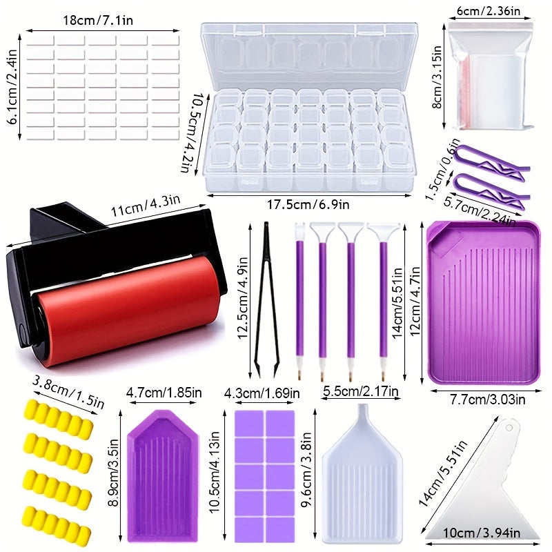 DIY Diamond Painting Kits Set Rhinestone Art Pen Tray Roller Storage Box Tools
