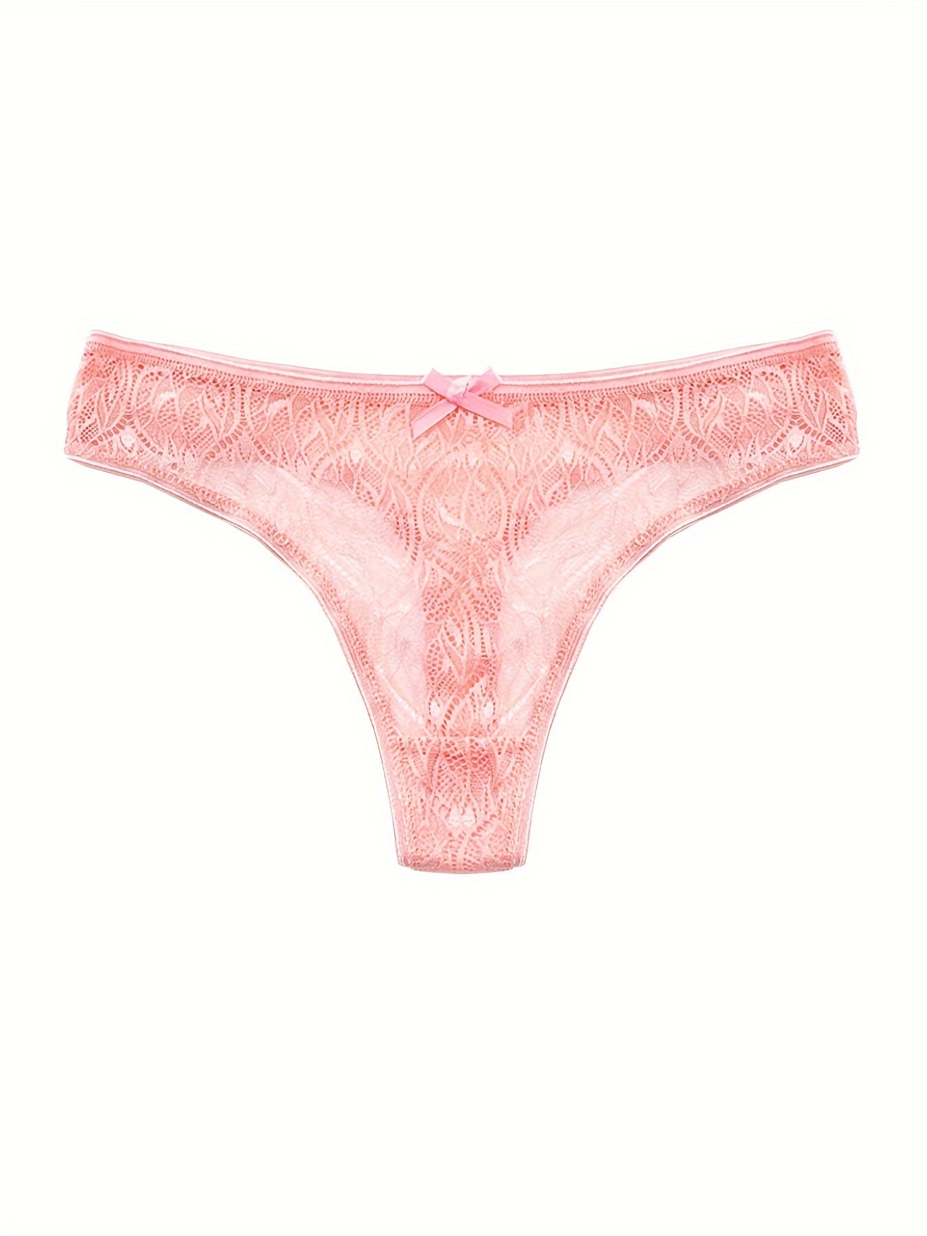 5 Pack Plus Size Sexy Lace Thongs Set Soft Breathable Bow Front Panties