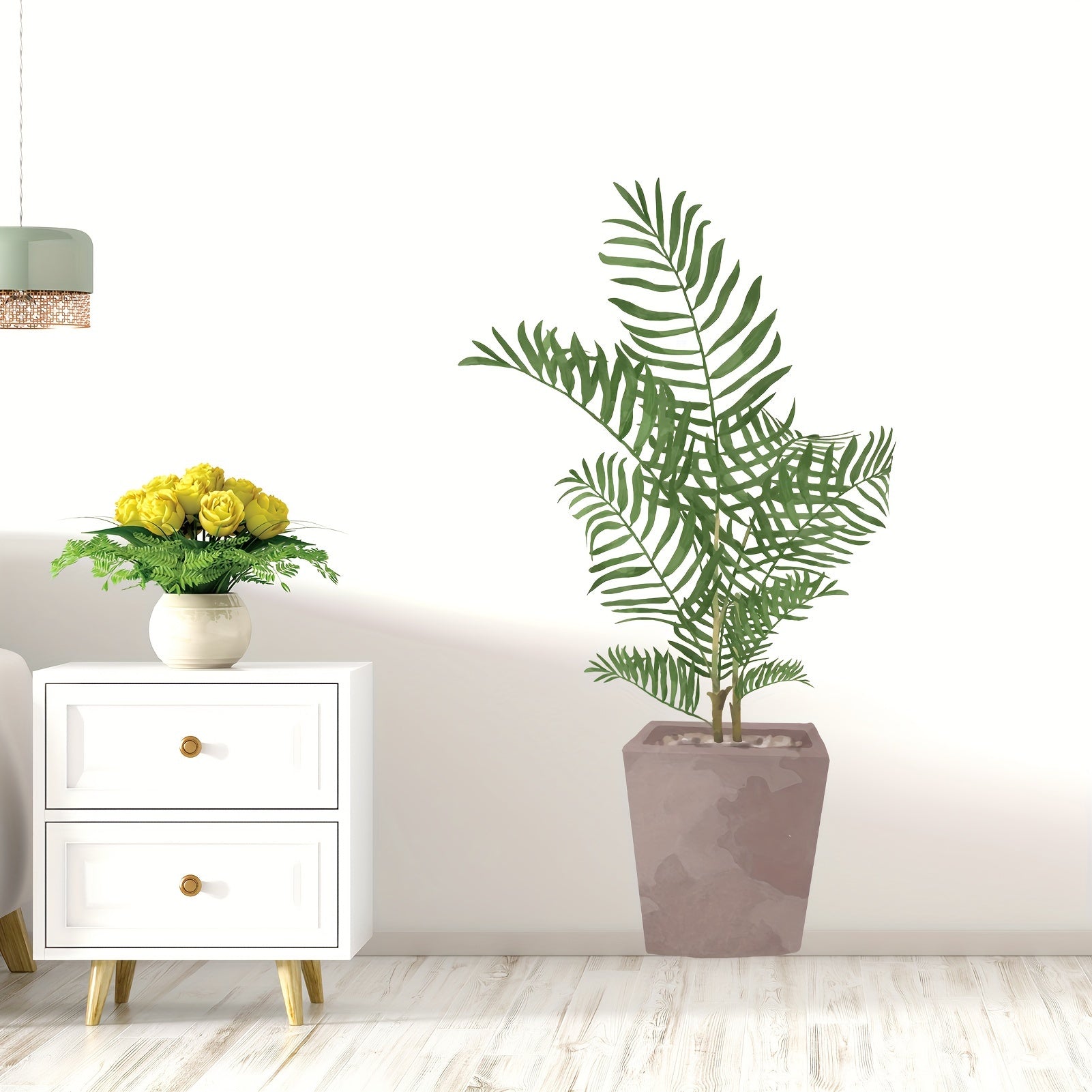 Green Plants Wall Stickers for Bedroom - Natural Leaf Wall Posters Decor