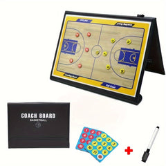 Professional Basketball Coach Tactical Board Set - Magnetic & Folding