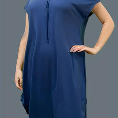 Plus Size Solid Short Batwing Sleeve Maxi Dress