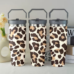 30oz Leopard Print Stainless Steel Travel Mug Insulated Hot/Cold