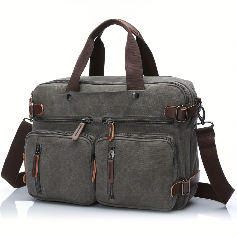 Canvas Laptop Bag with Laptop Compartment & Adjustable Shoulder Strap