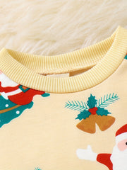 Boys Christmas Set Santa Claus Print Top & Casual Pants