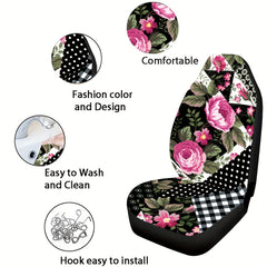 Stylish Rose Print Universal Seat Cover for Car Interior Upgrade