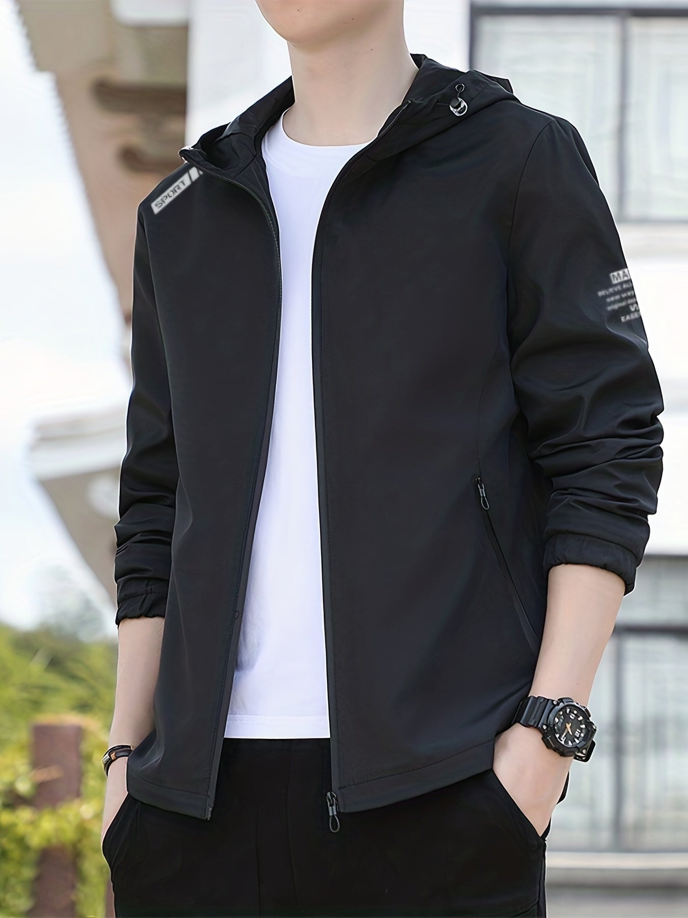 Men's Casual Windbreaker Jacket for Outdoor Activities