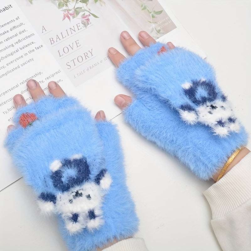 Kids Winter Half-finger Writing Gloves Hand Wash