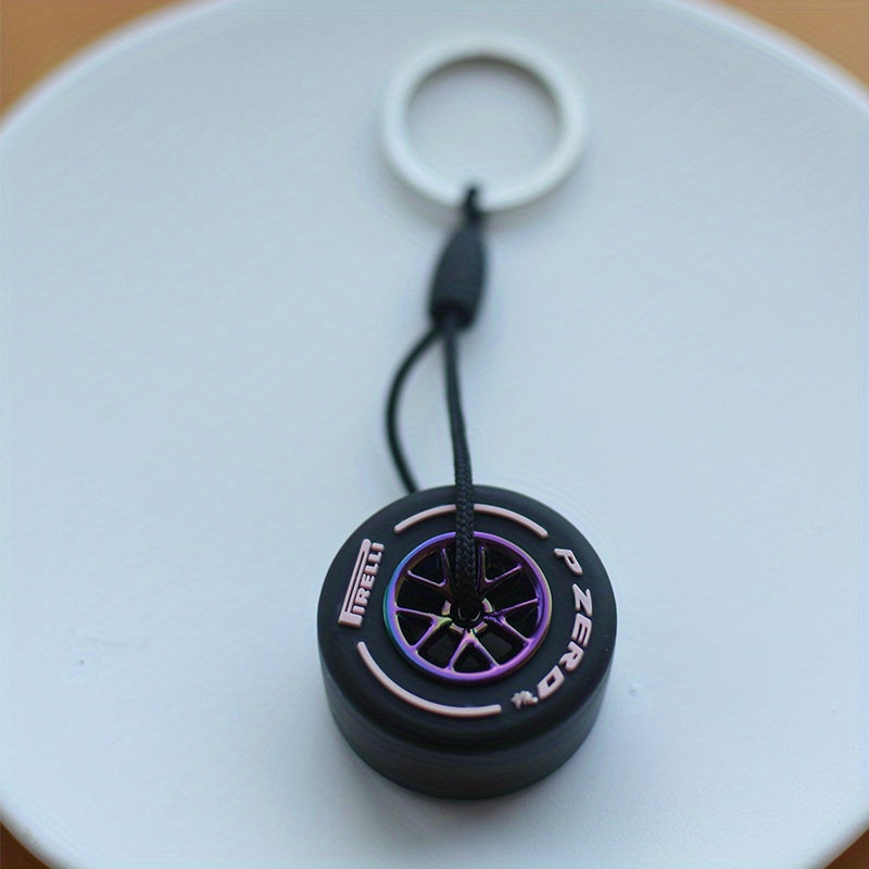 Rubber Tire Keychain Car Accessories Decoration Key Ring Bag Pendant