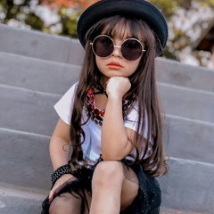 Girls Round Frame Sunglasses UV Protection Summer Sunglasses Kids Accessories