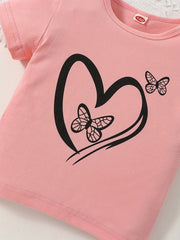 Toddler Girls Heart & Butterfly Graphic Tee & Shorts Set