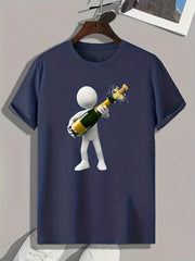 Pattern Print Men's Sports T-Shirt - Comfy & Stylish for Fitness