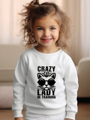 Girls Cat Pattern Crew Neck Sweatshirt Spring Fall Christmas Gift