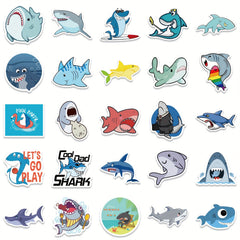 50pcs Cartoon Shark Stickers for Learning and Play