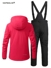 Women's Windproof Ski Set Hooded Jacket & Trouser Activewear