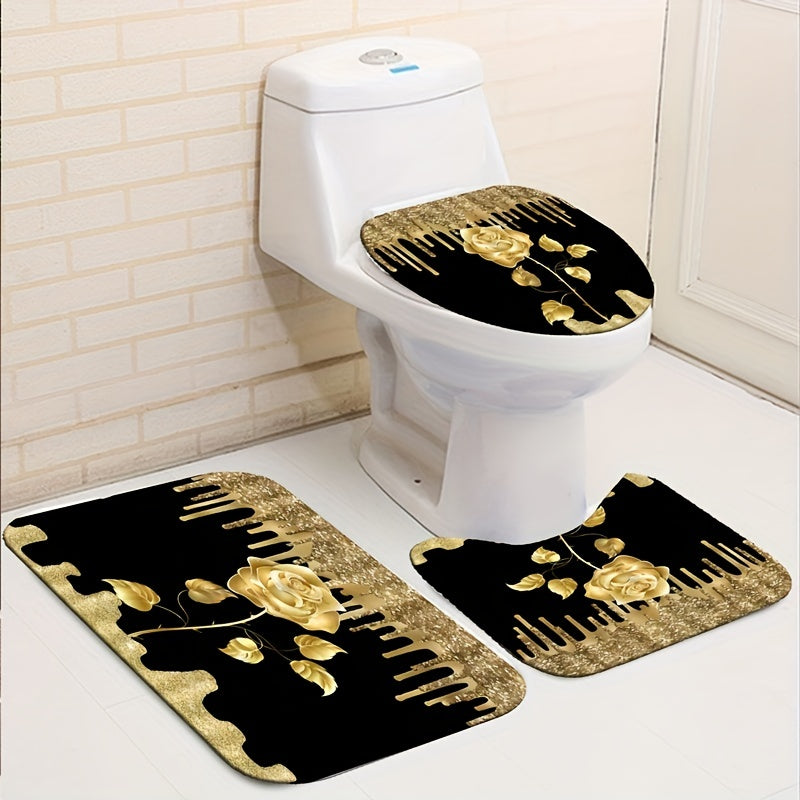 Christmas Waterproof Shower Curtain Set with Bath Mat