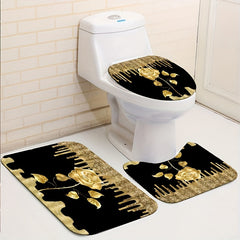 Christmas Waterproof Shower Curtain Set with Bath Mat