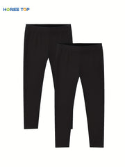 2pcs Girls Stretch Soft Leggings Solid Pants Kids Spring Summer Clothes