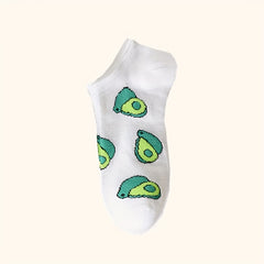 5 Pairs Avocado Print Ankle Socks Women's Stockings & Hosiery