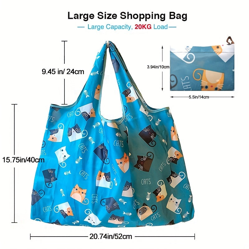 Butterfly Print Nylon Tote Bag Reusable Shopping Bags Large Capacity