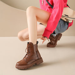 Women's Winter Lace-up Combat Boots Fleece Lined Thick Platform Mid Calf